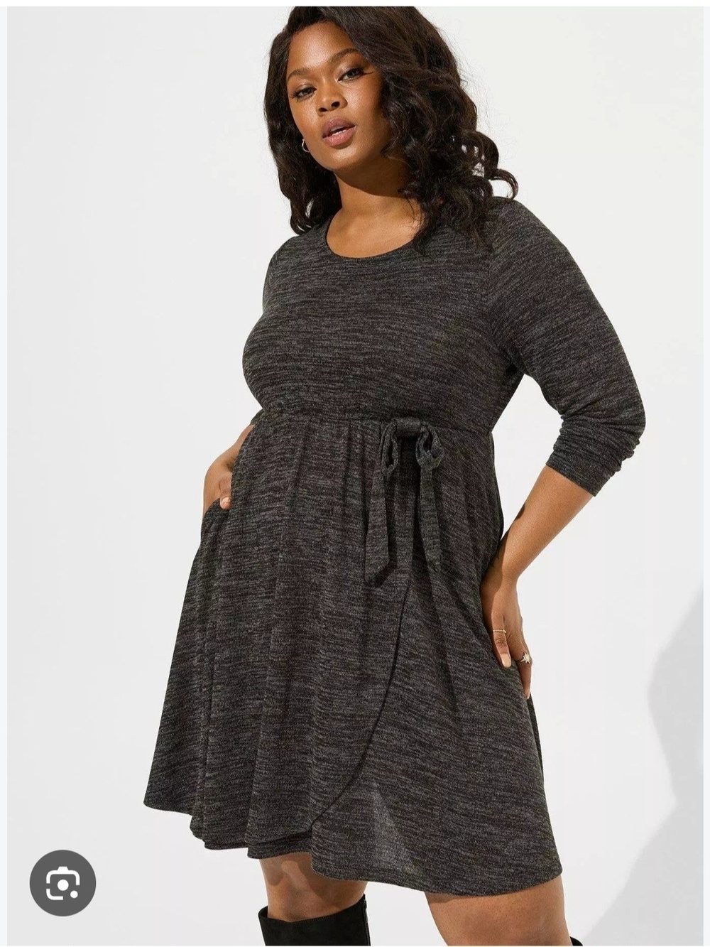 Super Soft By Torrid Sz 00 Charcoal Heather Long-Sleeve Dress